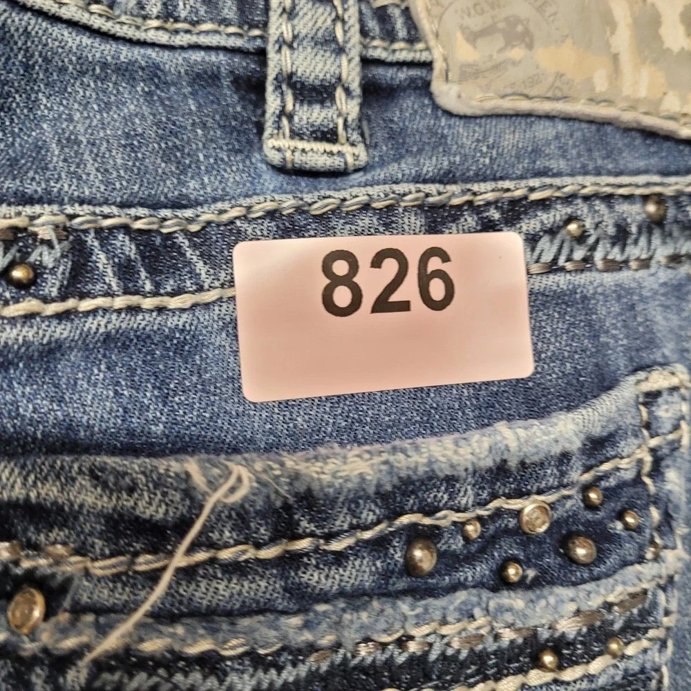 Silver Jeans Co Aiko Bootcut Distressed Embellished Blue Denim‎ W30 L33